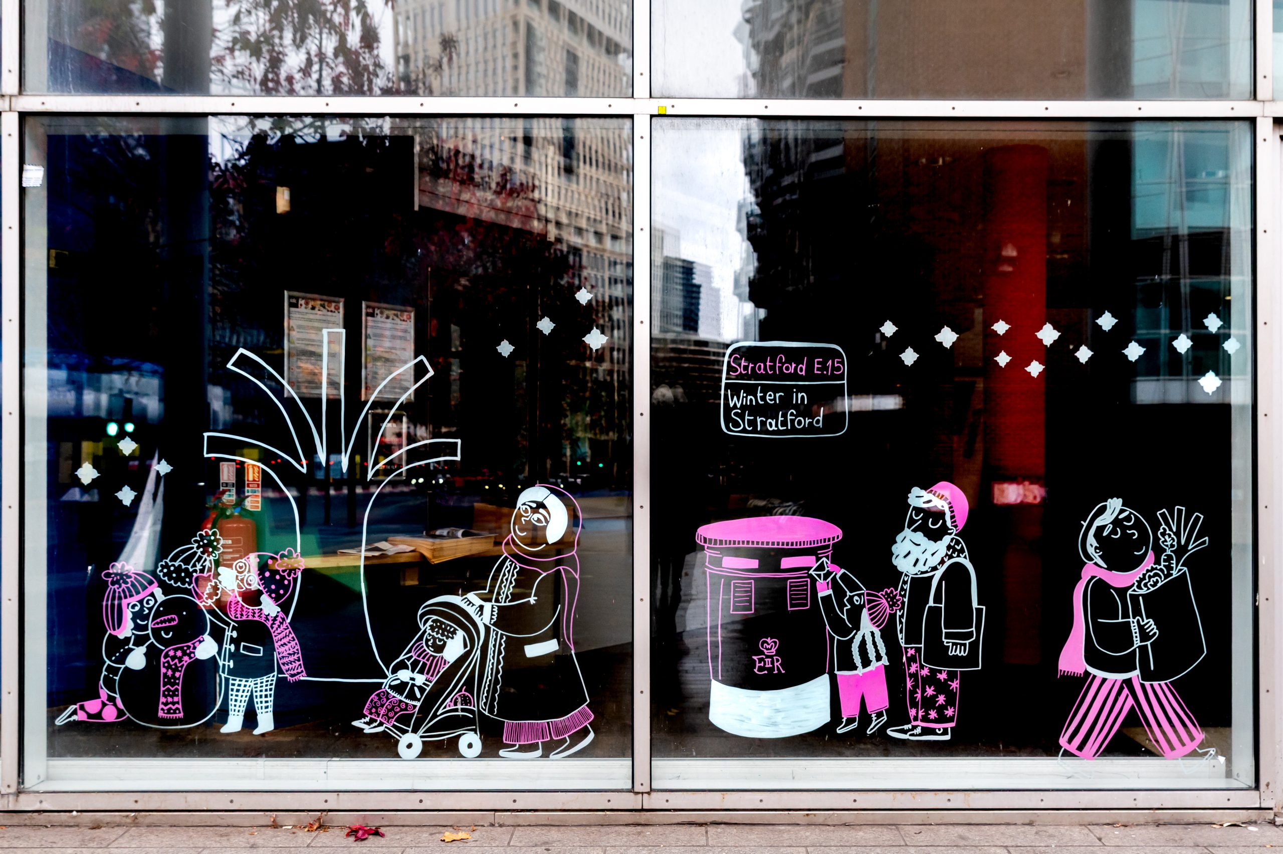 Festive Windows in Stratford Cultural Quarter